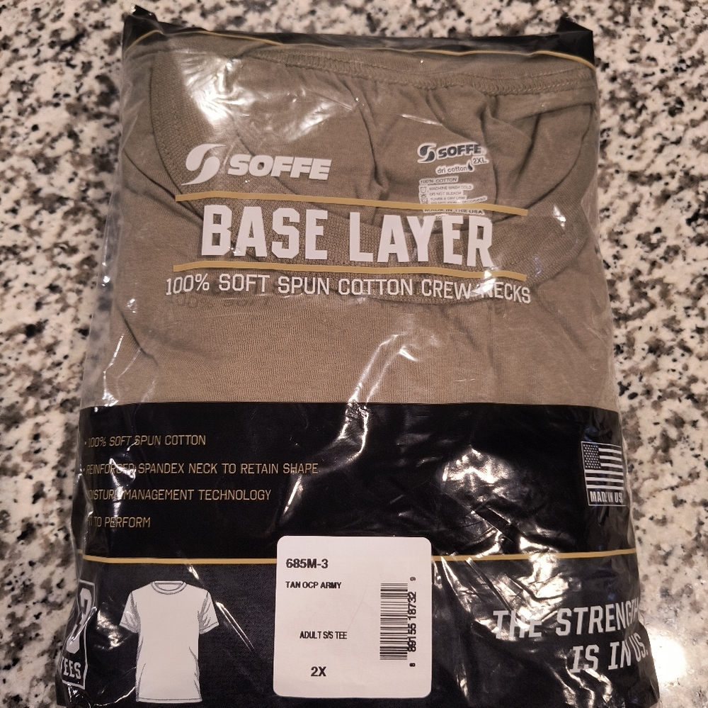 3 pack base layer crew neck tshirts Army color
